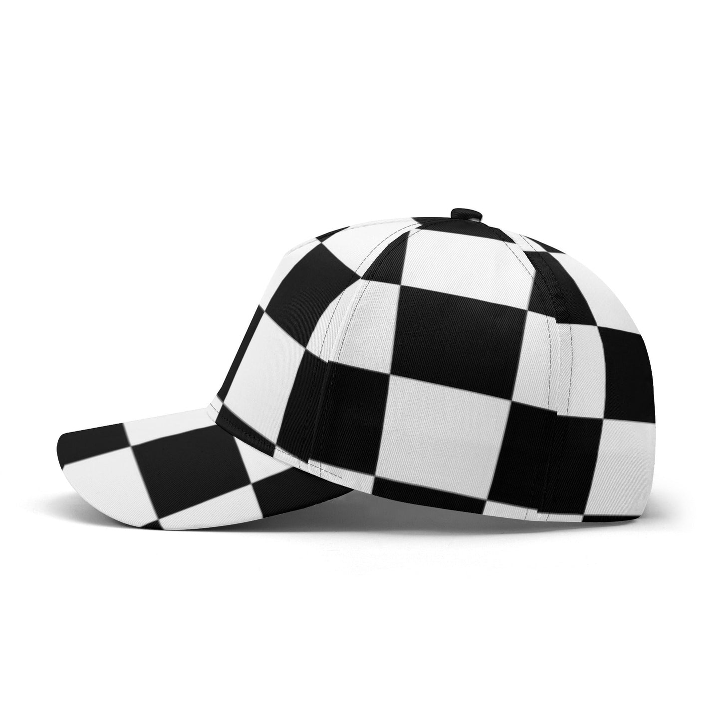 Snapback Baseball Hat - Black and White Checkered Illustration