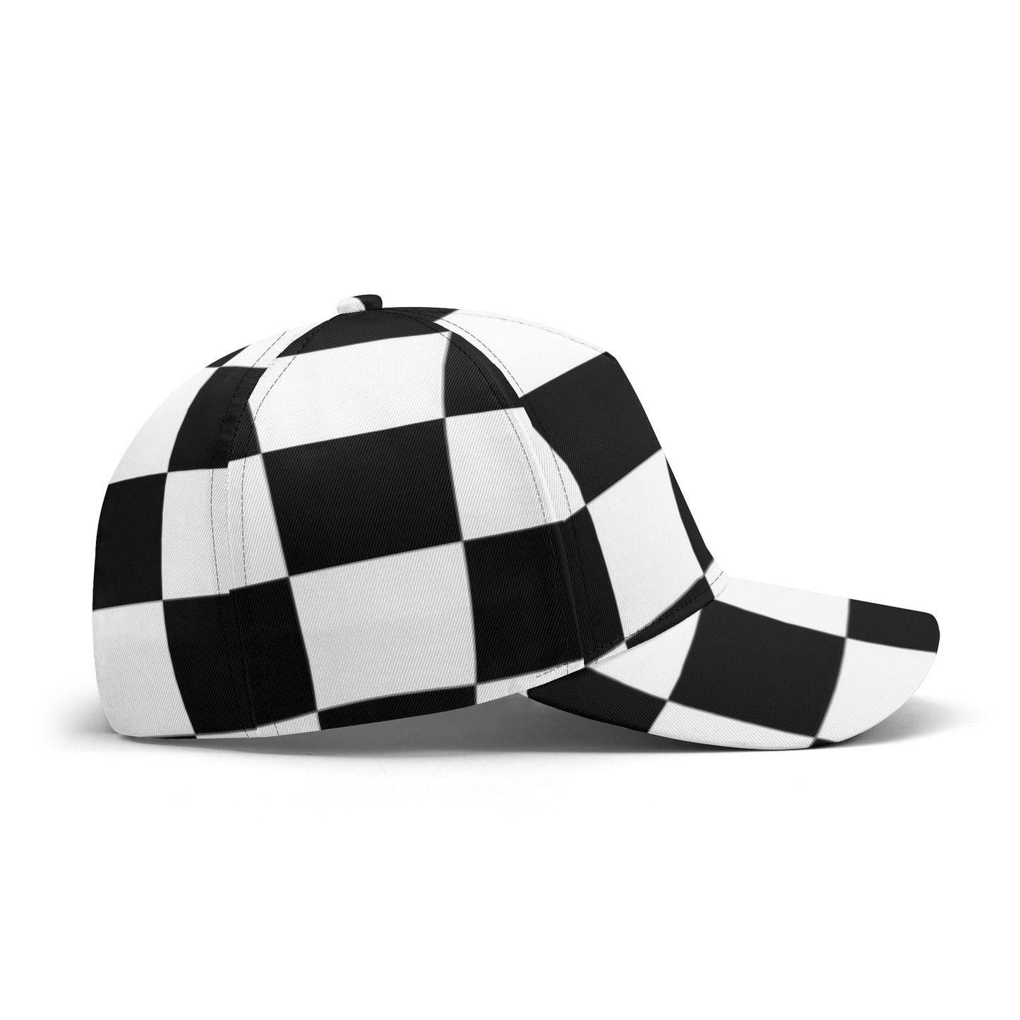 Snapback Baseball Hat - Black and White Checkered Illustration