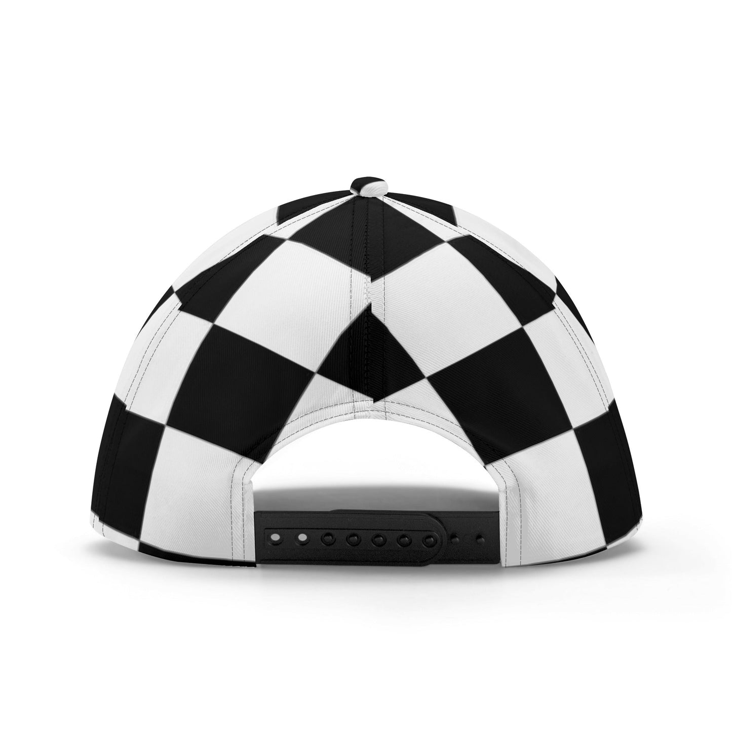 Snapback Baseball Hat - Black and White Checkered Illustration