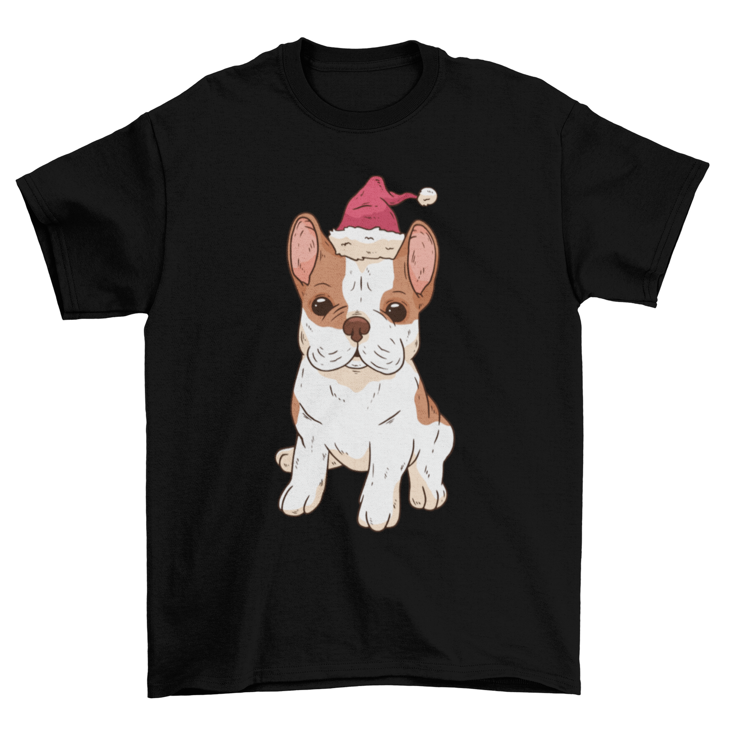 Bulldog santa hat t-shirt