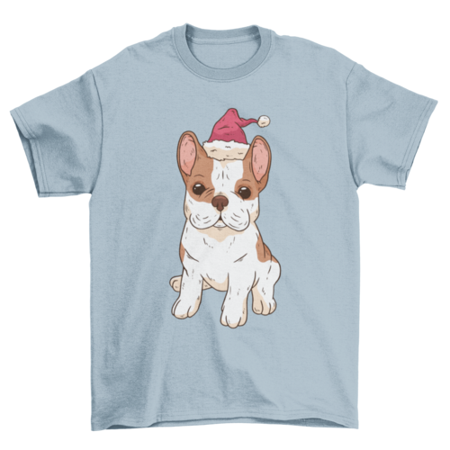 Bulldog santa hat t-shirt