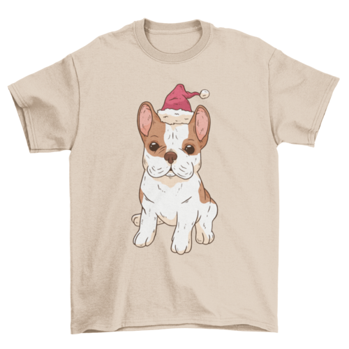 Bulldog santa hat t-shirt