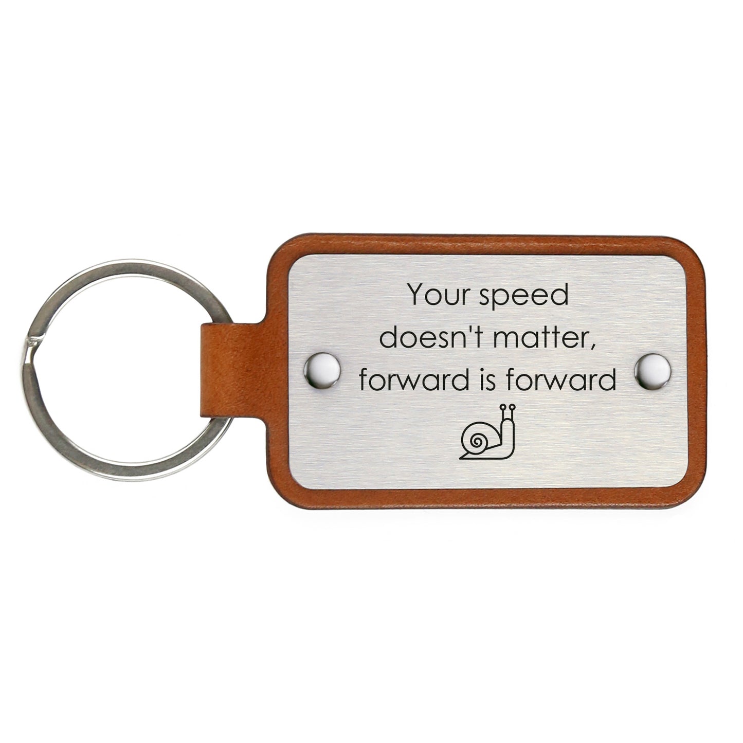 Leather keychain – Your speed doesn’t matter, forward is forward